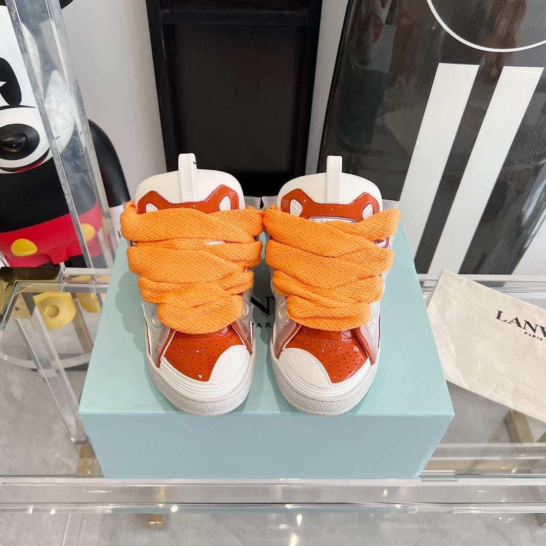 Leather curb sneakers Orange White