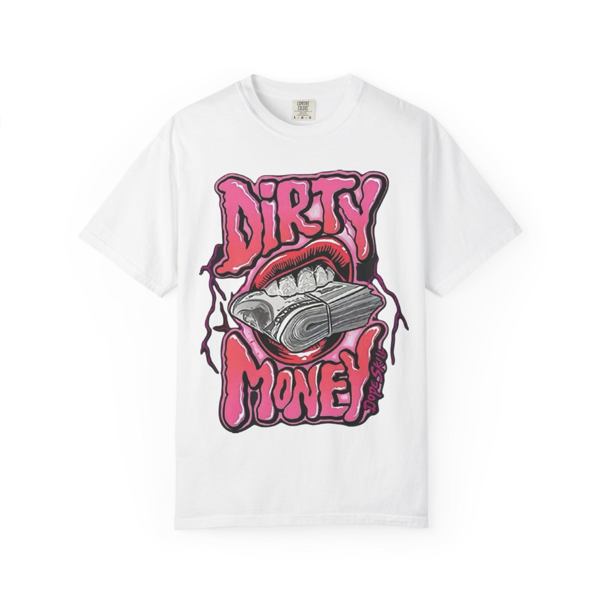 Graphic T-Shirt with 'Dirty Money' Design, Casual Wear, Street Style, Unisex Apparel, Gift for Her, Trendy Outfit