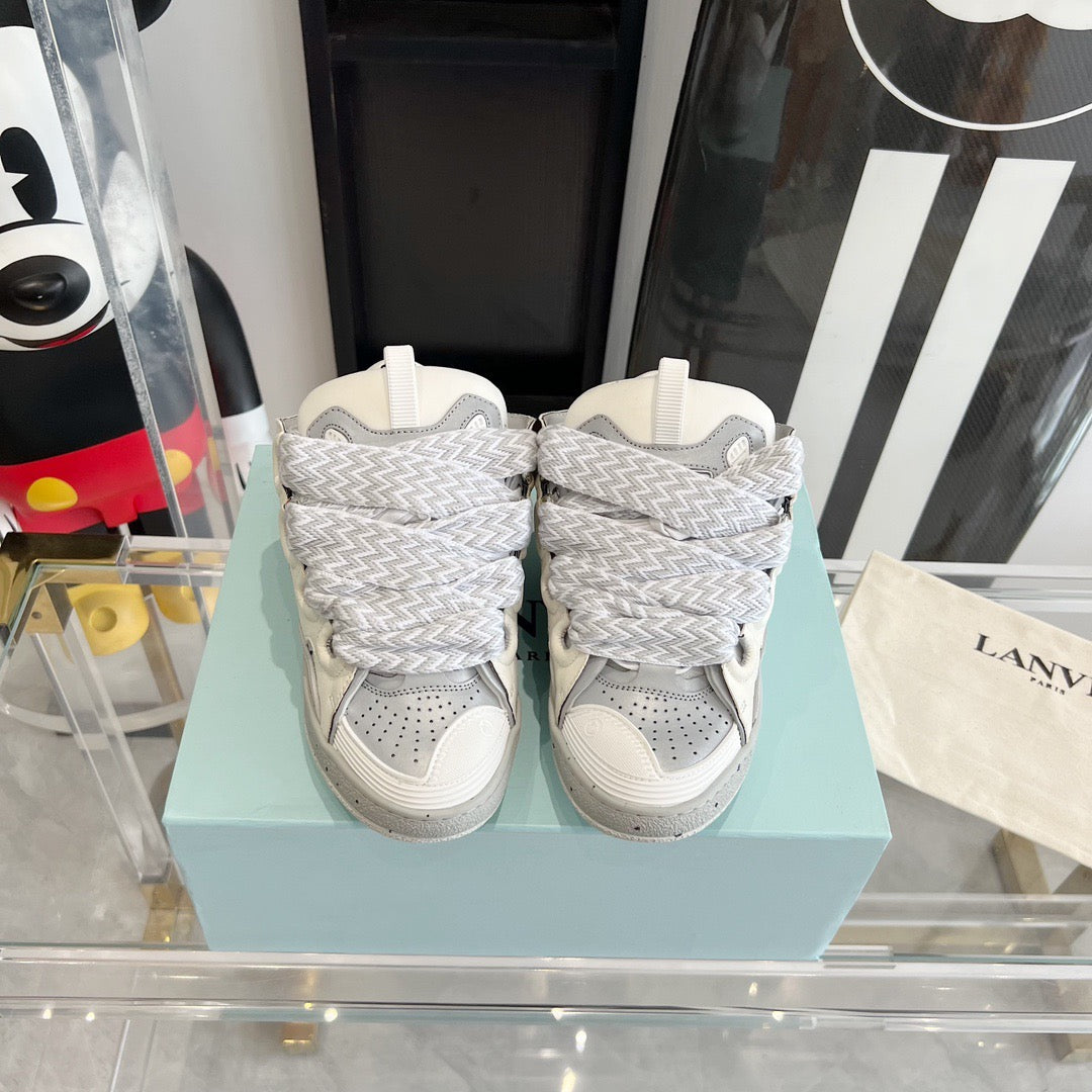 Leather curb sneakers BEIGE Grey W