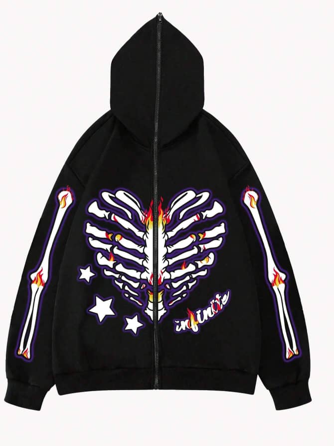 Heart Hoodie Black and Purple