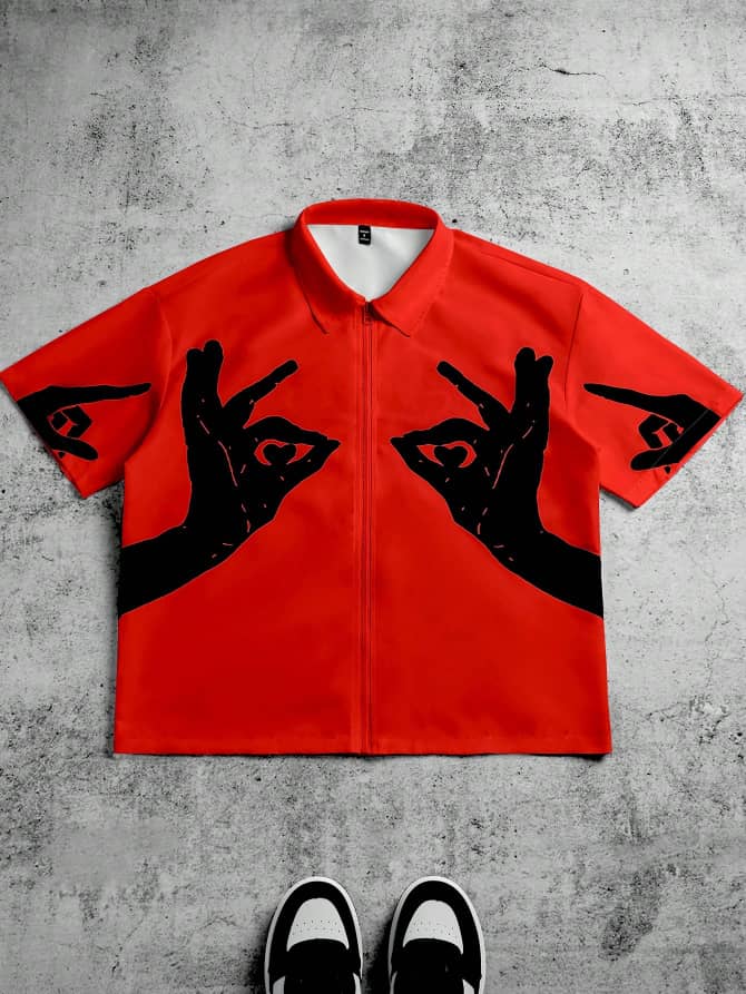 Creative hand shirt Red