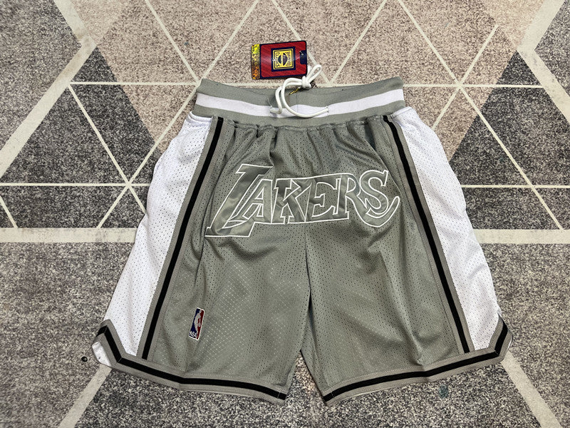 Los Angeles Lakers Retro with Pockets Gray Basketball Shorts
