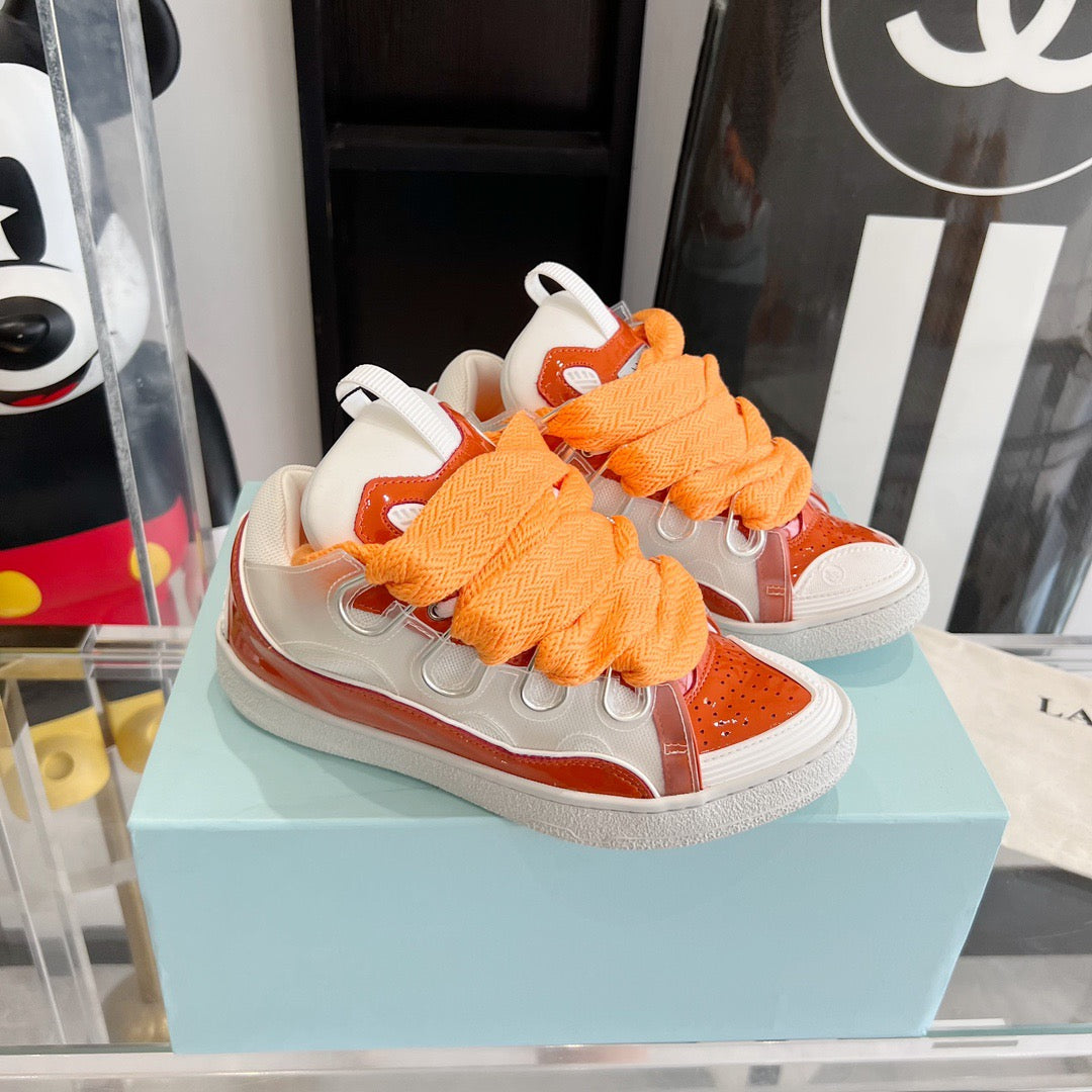Leather curb sneakers Orange White