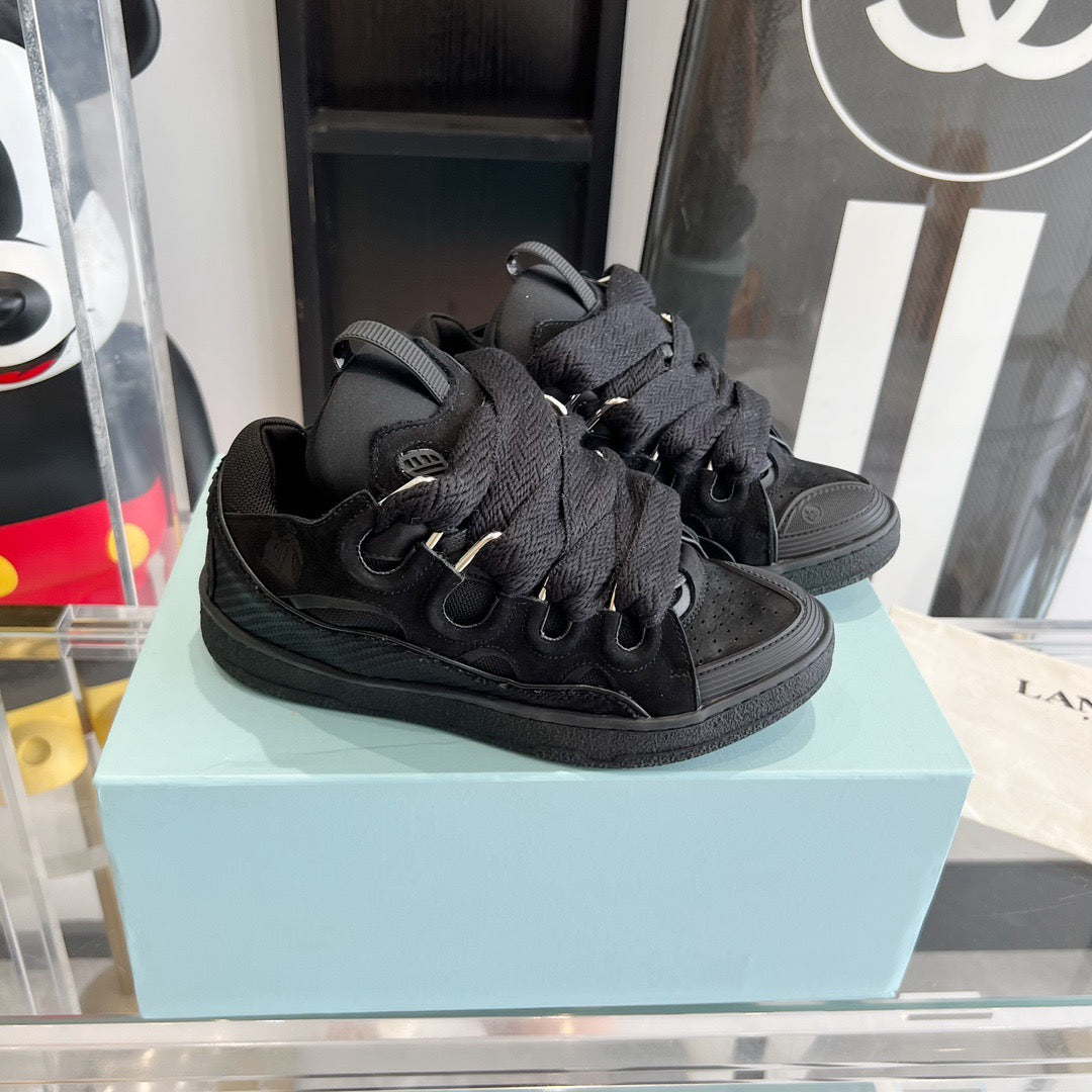 Leather curb sneakers BLACK