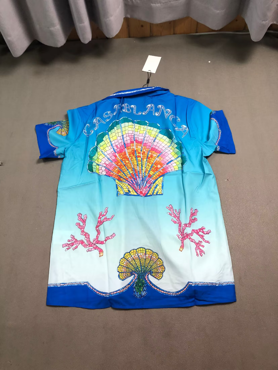 Coquillage Coloré Short-Sleeve Silk Shirt