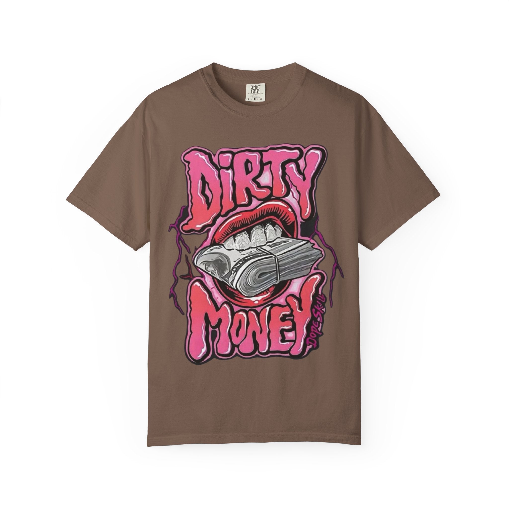 Graphic T-Shirt with 'Dirty Money' Design, Casual Wear, Street Style, Unisex Apparel, Gift for Her, Trendy Outfit