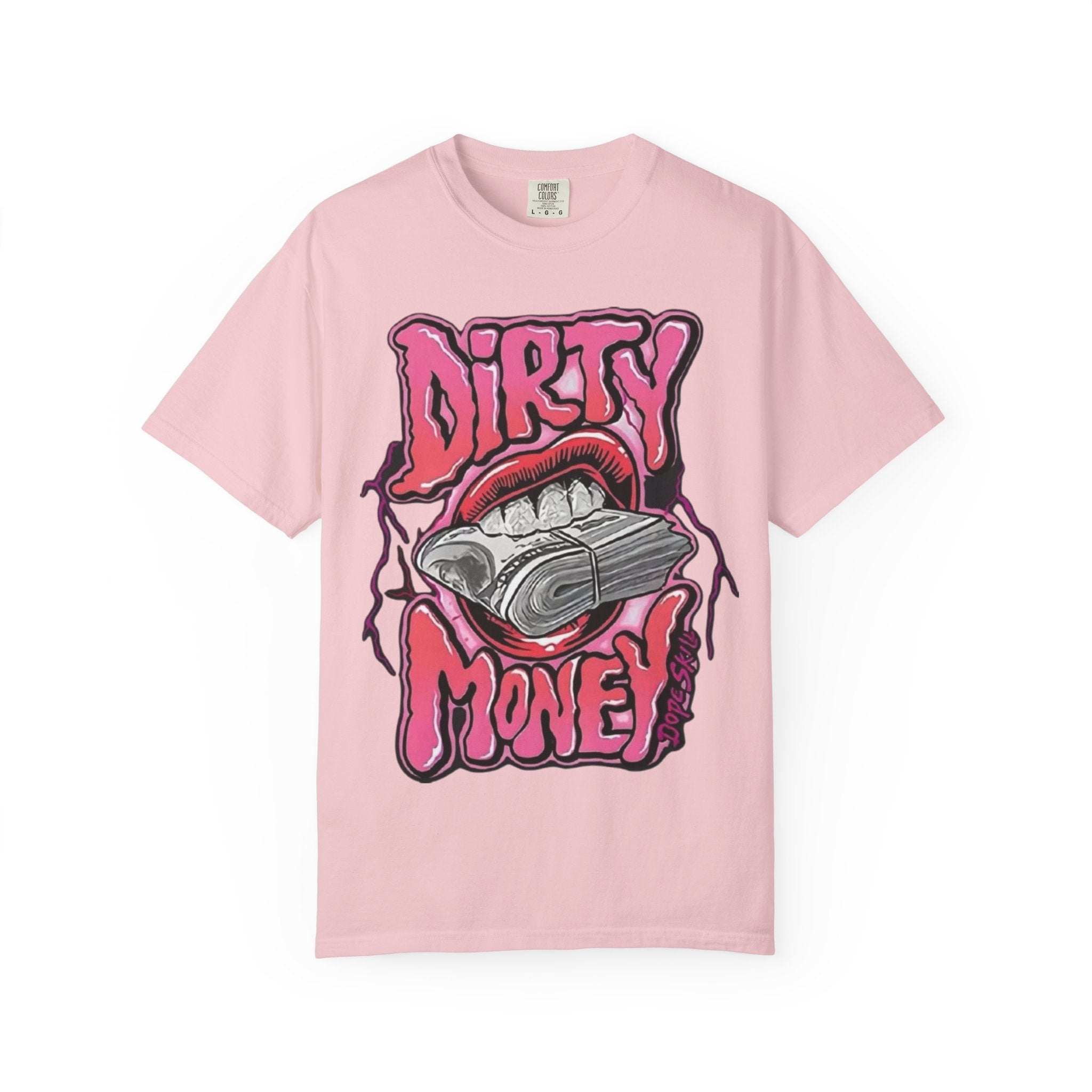 Graphic T-Shirt with 'Dirty Money' Design, Casual Wear, Street Style, Unisex Apparel, Gift for Her, Trendy Outfit