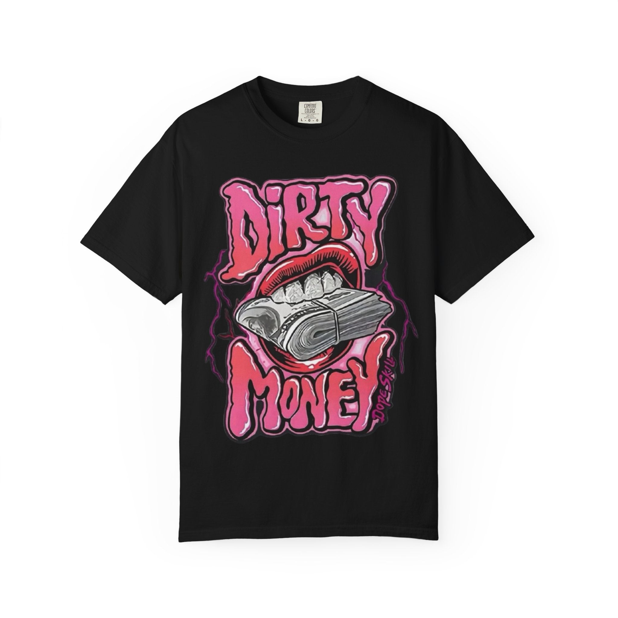 Graphic T-Shirt with 'Dirty Money' Design, Casual Wear, Street Style, Unisex Apparel, Gift for Her, Trendy Outfit