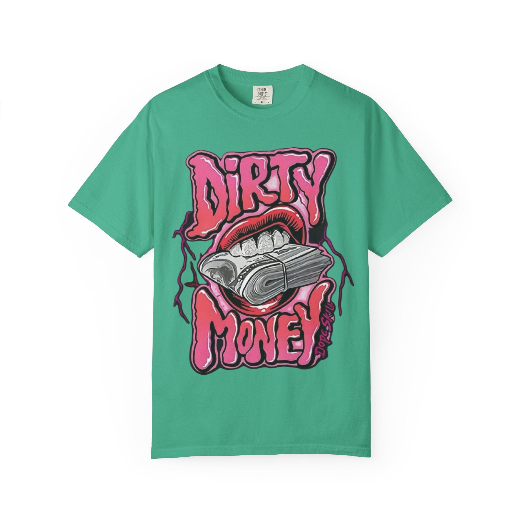 Graphic T-Shirt with 'Dirty Money' Design, Casual Wear, Street Style, Unisex Apparel, Gift for Her, Trendy Outfit