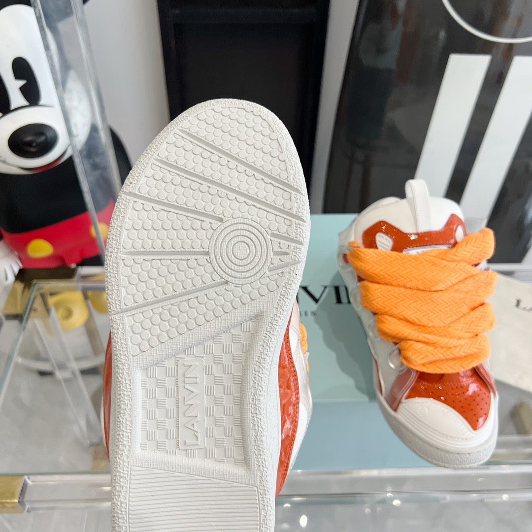 Leather curb sneakers Orange White