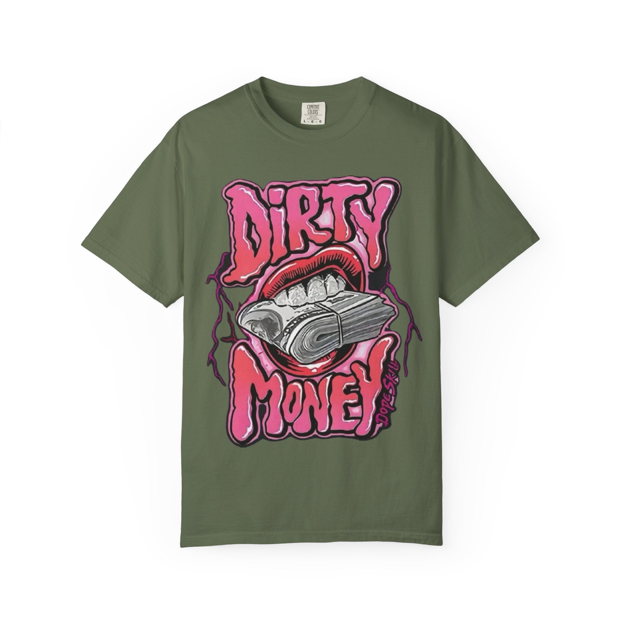 Graphic T-Shirt with 'Dirty Money' Design, Casual Wear, Street Style, Unisex Apparel, Gift for Her, Trendy Outfit