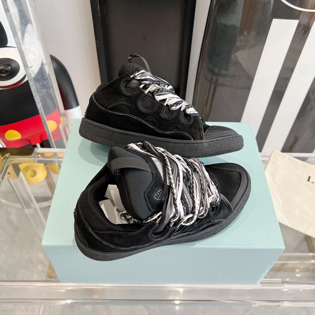 Leather curb sneakers BLACK W