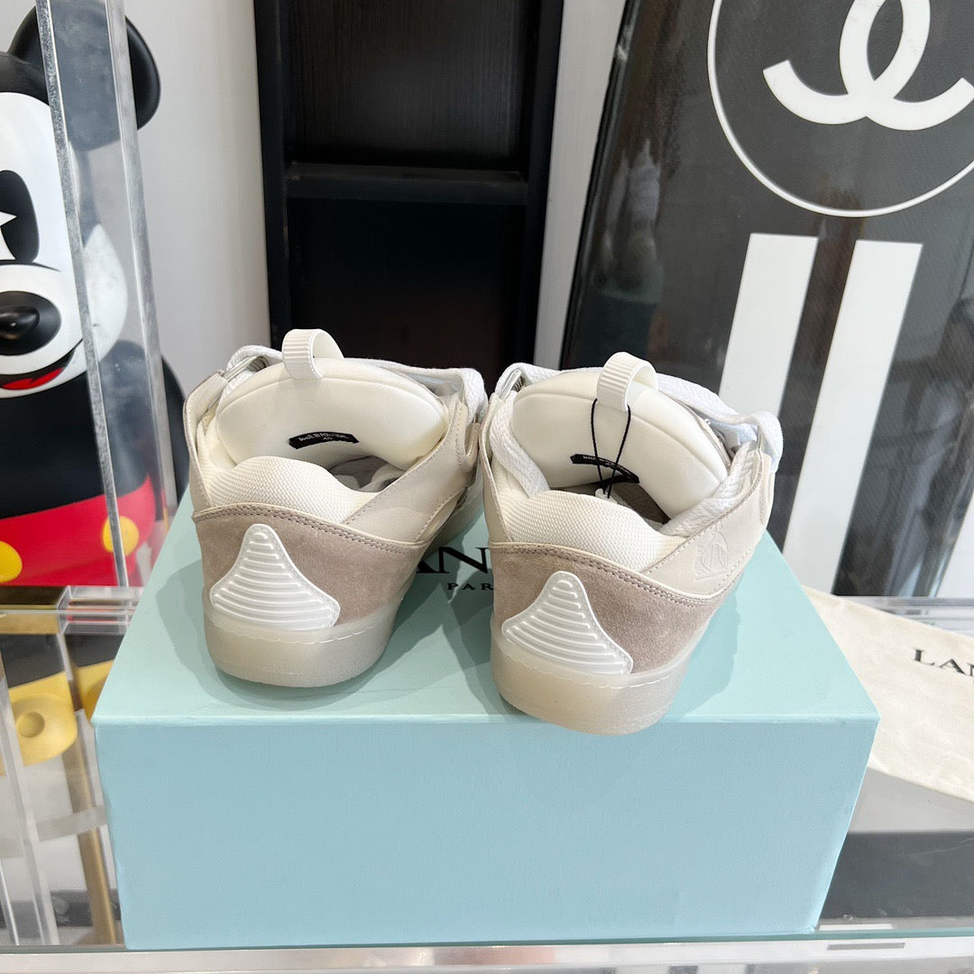 Leather curb sneakers Beige W