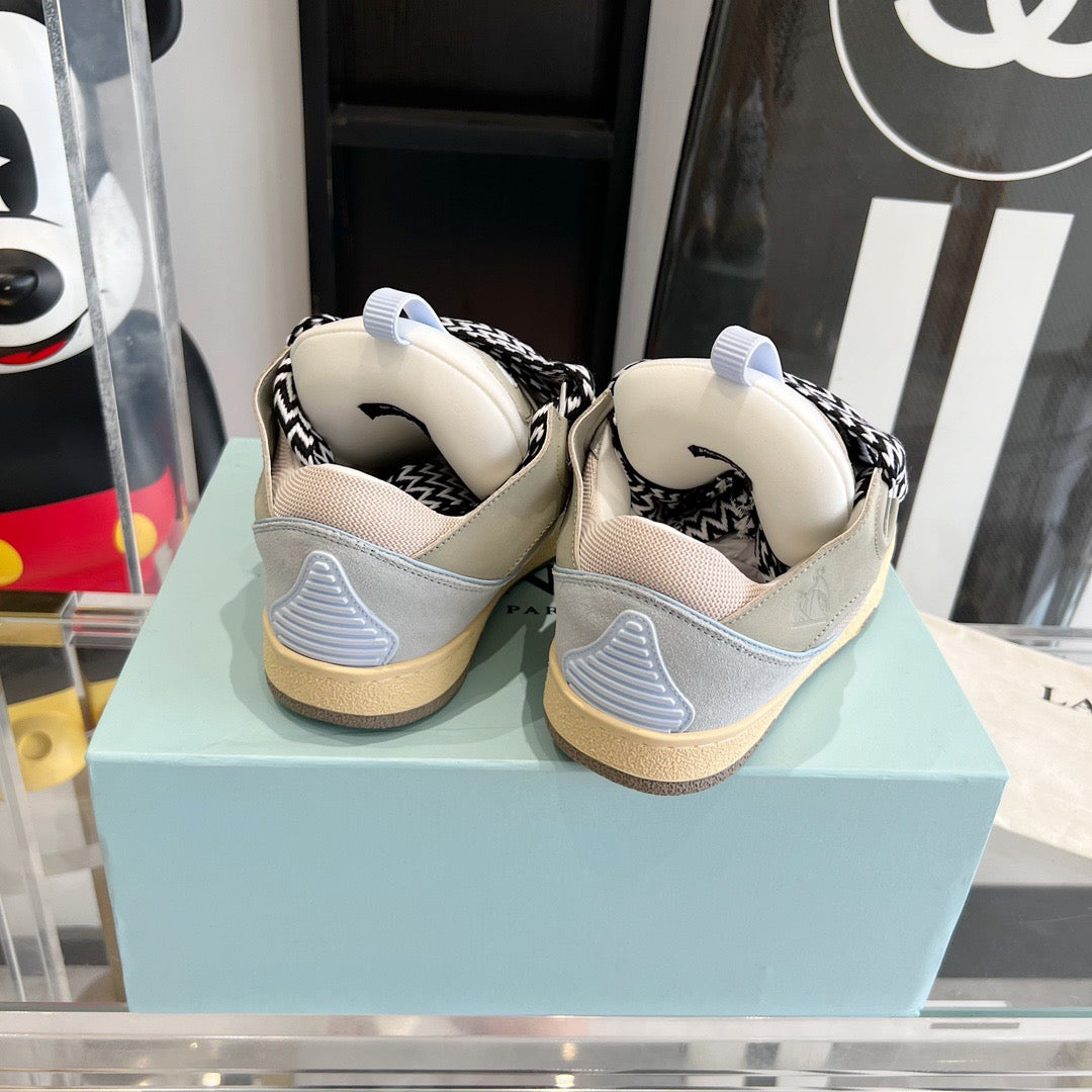 Leather curb sneakers Beige p Black