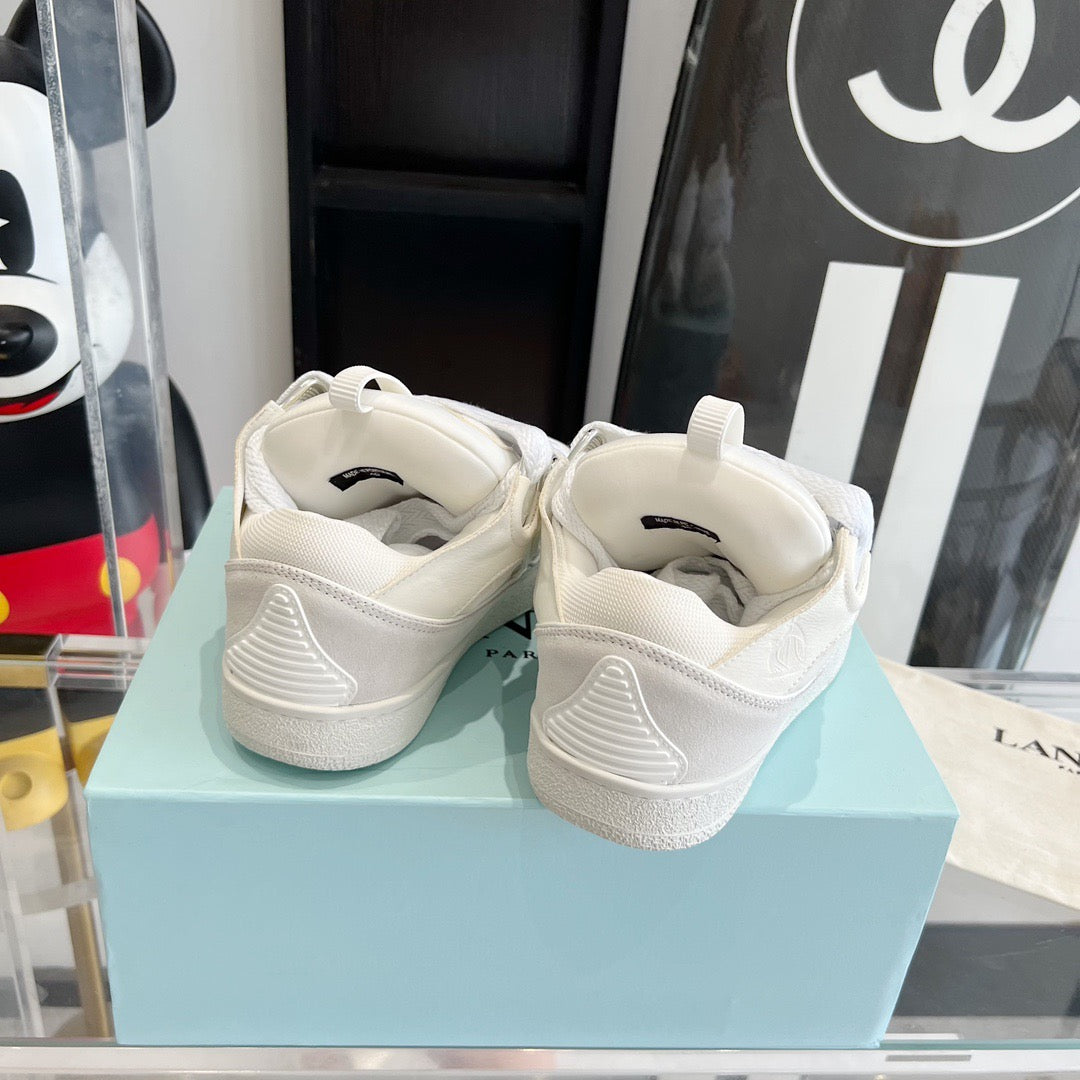 Leather curb sneakers Beige p White