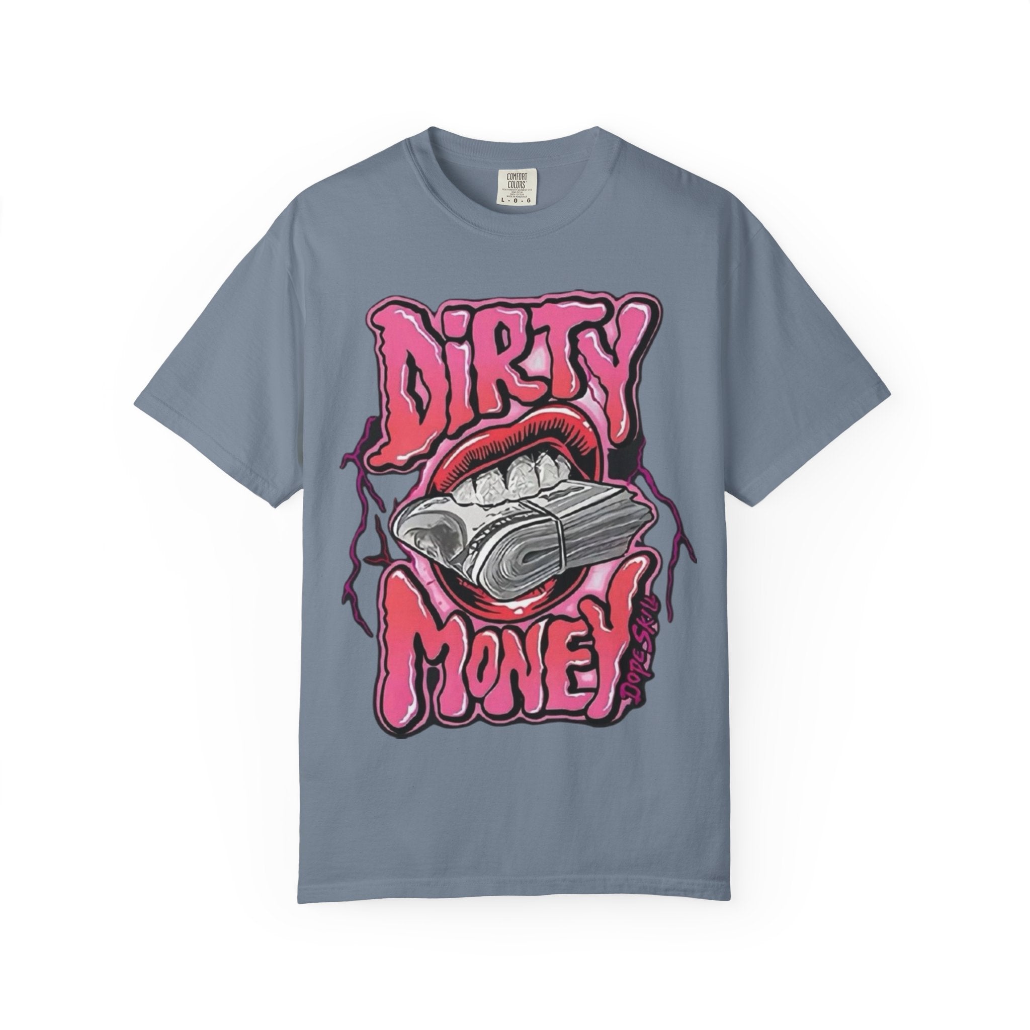 Graphic T-Shirt with 'Dirty Money' Design, Casual Wear, Street Style, Unisex Apparel, Gift for Her, Trendy Outfit