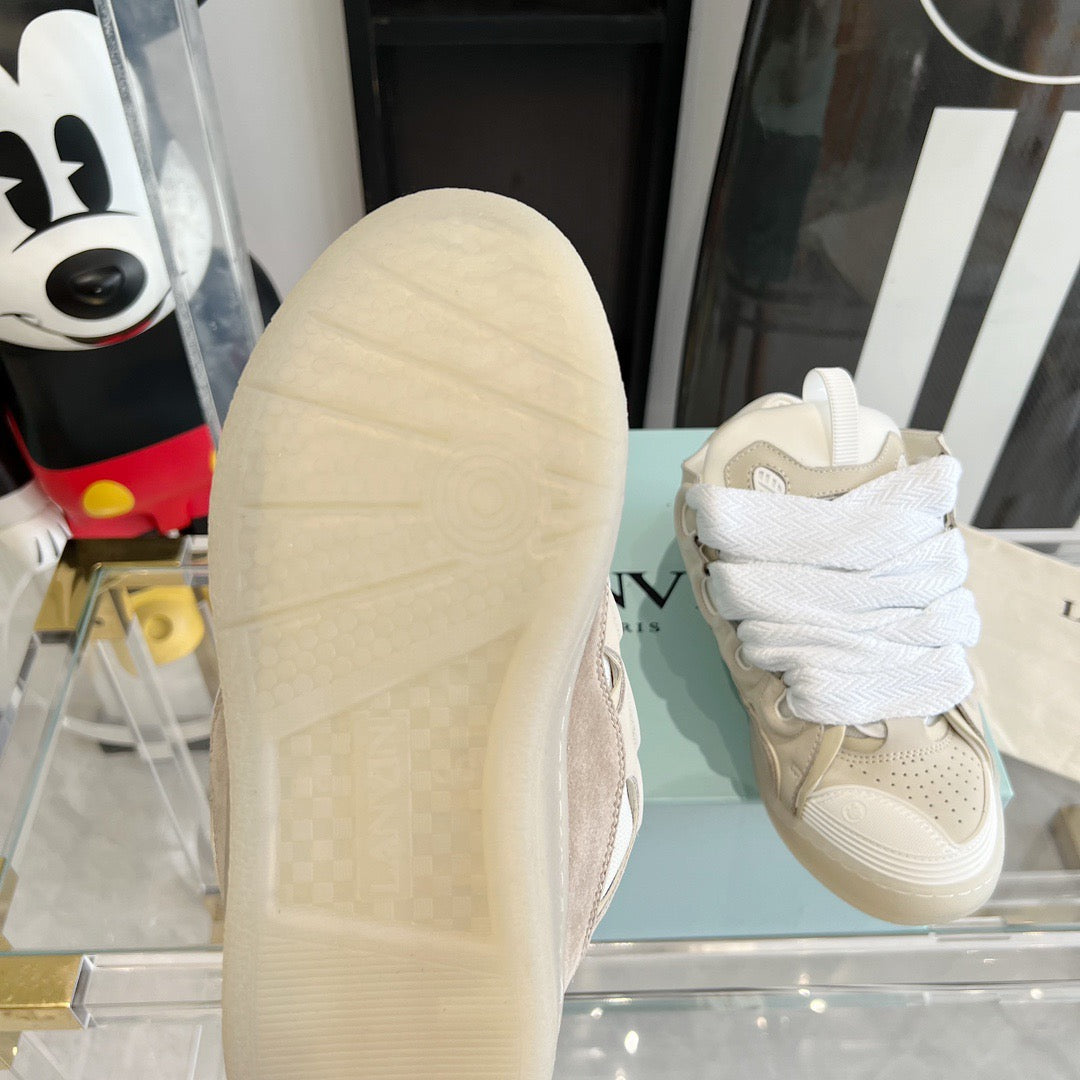 Leather curb sneakers Beige W