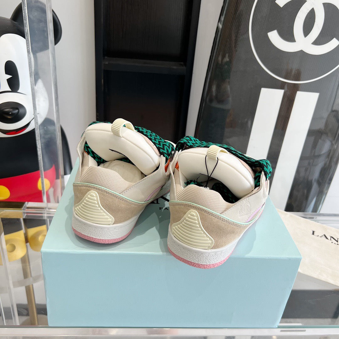 Leather curb sneakers PINK G BEIGE