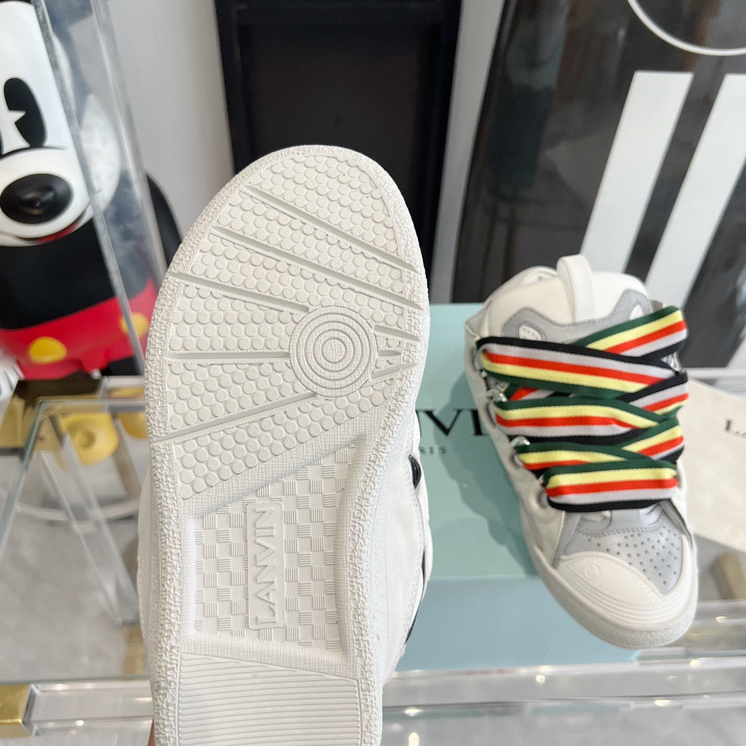 Leather curb sneakers  WHITE GREY