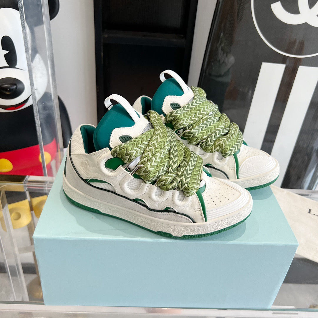 Leather curb sneakers GREEN W