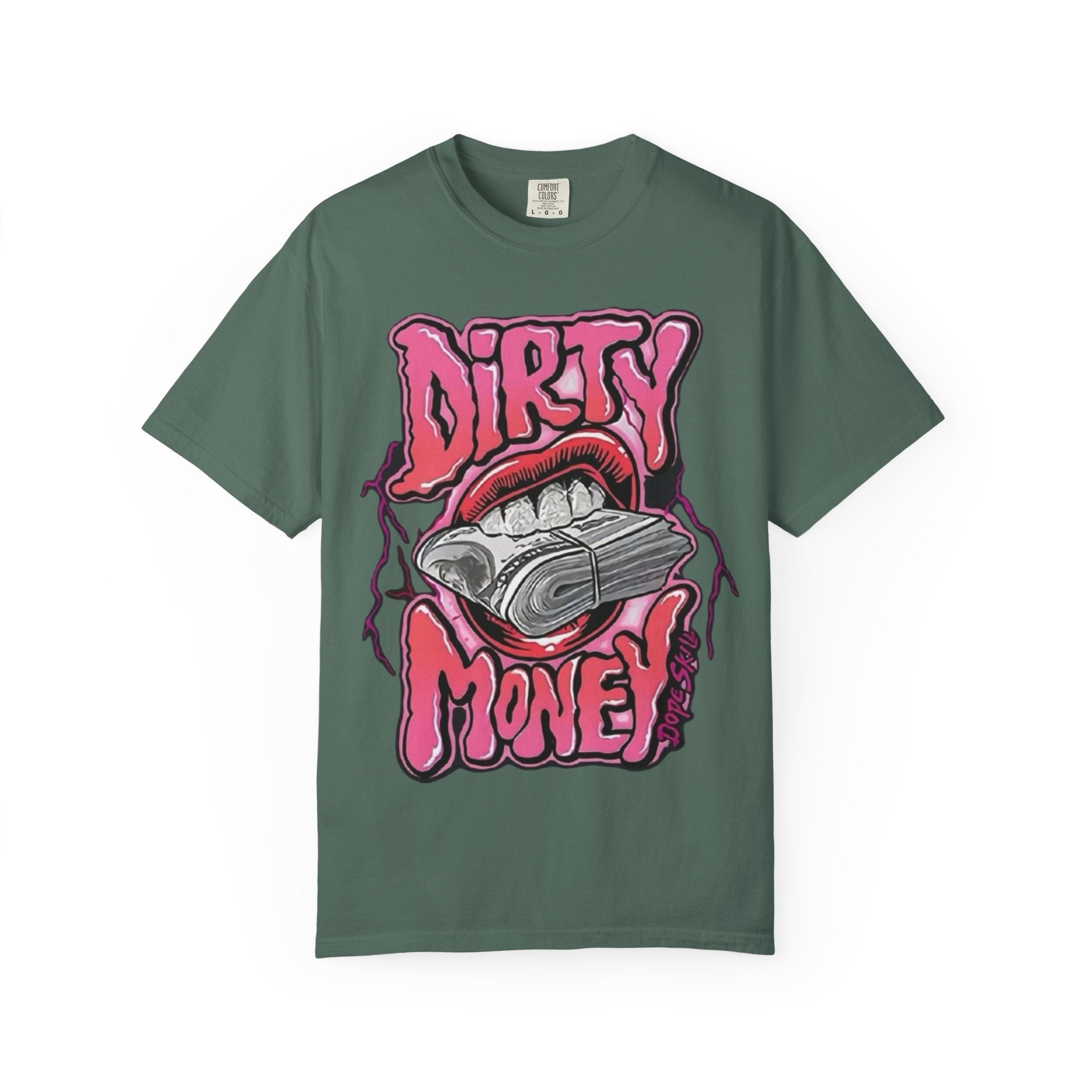 Graphic T-Shirt with 'Dirty Money' Design, Casual Wear, Street Style, Unisex Apparel, Gift for Her, Trendy Outfit