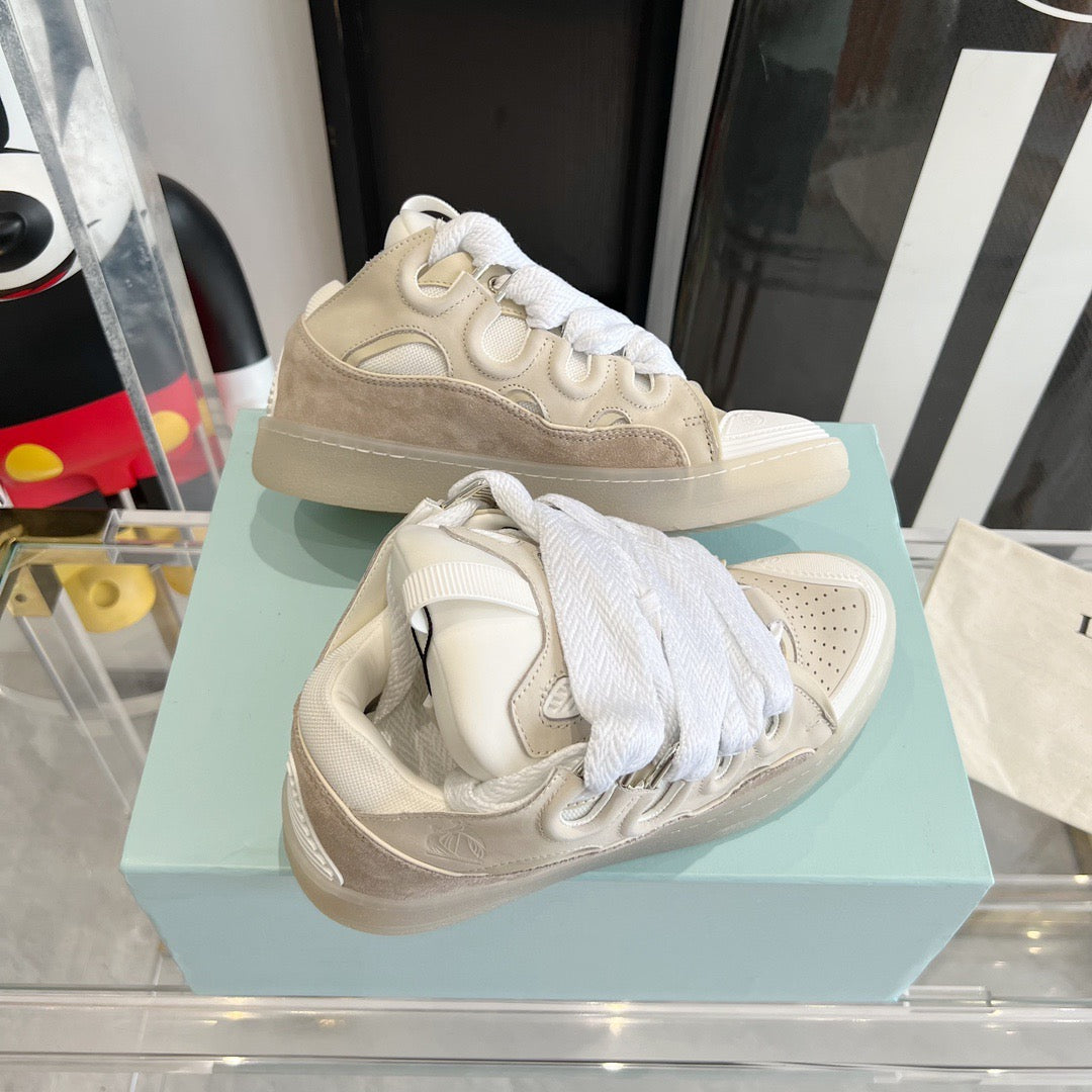 Leather curb sneakers Beige W