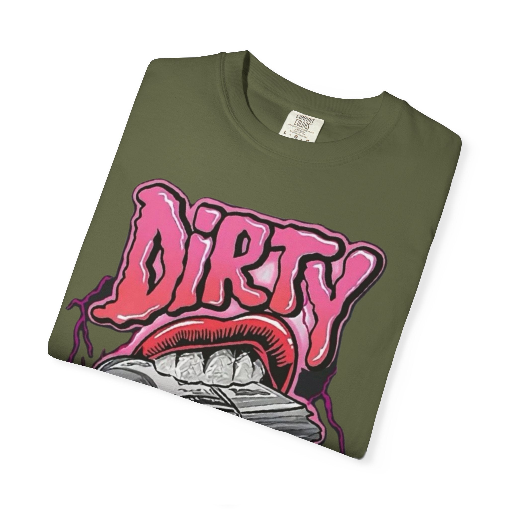 Graphic T-Shirt with 'Dirty Money' Design, Casual Wear, Street Style, Unisex Apparel, Gift for Her, Trendy Outfit