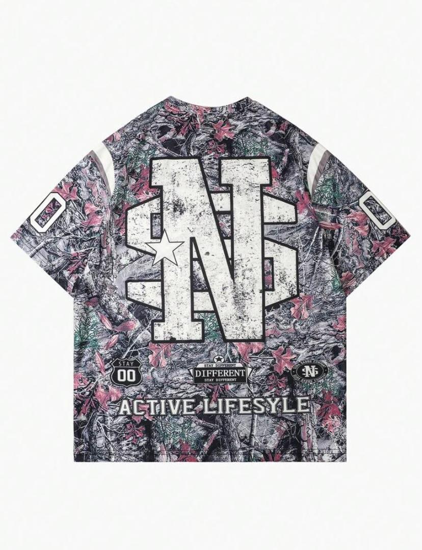 Street Life Men's Jersey No.88 Branch & Dead Tree Camouflage Short Sleeve T-Shirt