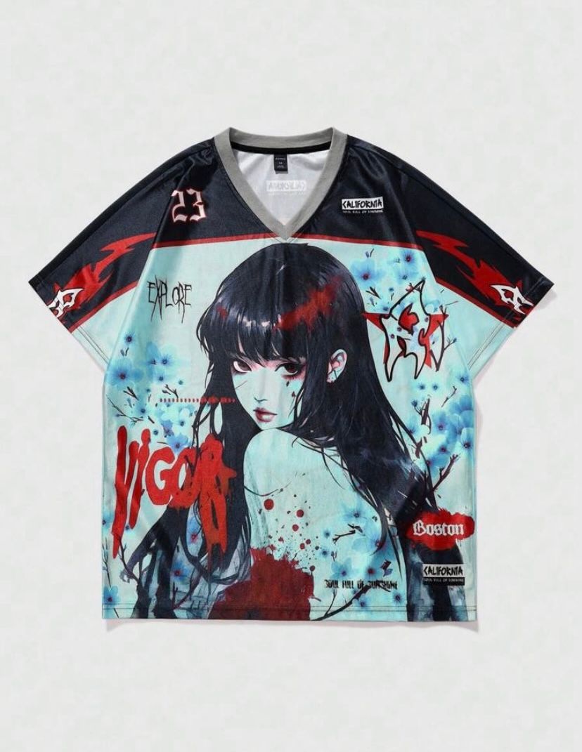Street Life Women's Anime Print Short Sleeve T-Shirt,Suitable For Everyday Wear In Spring/Summer