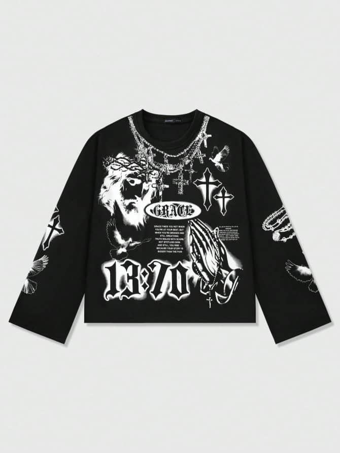 Street Life Men's Loose Cropped Long Sleeve