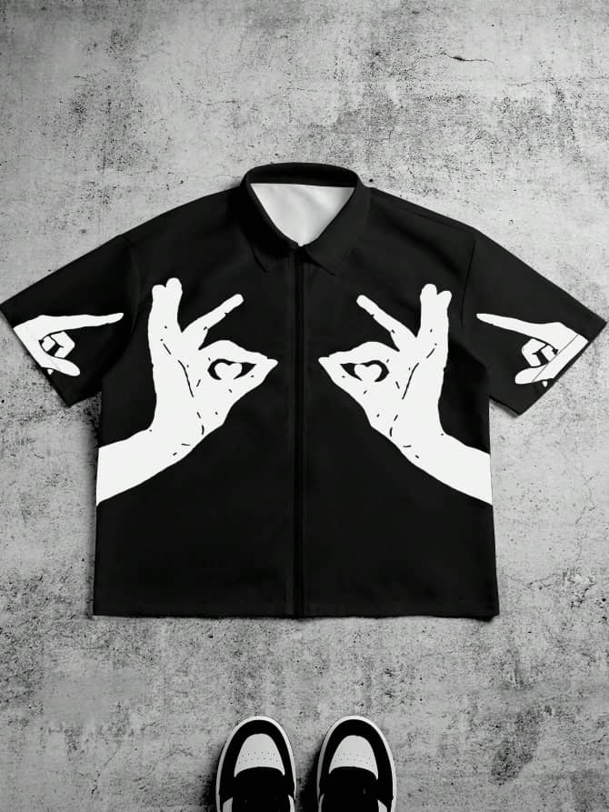 Creative hand shirt Black