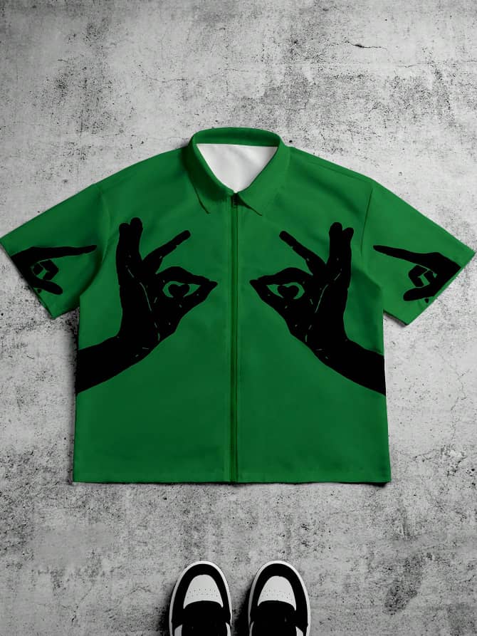Creative hand shirt Green