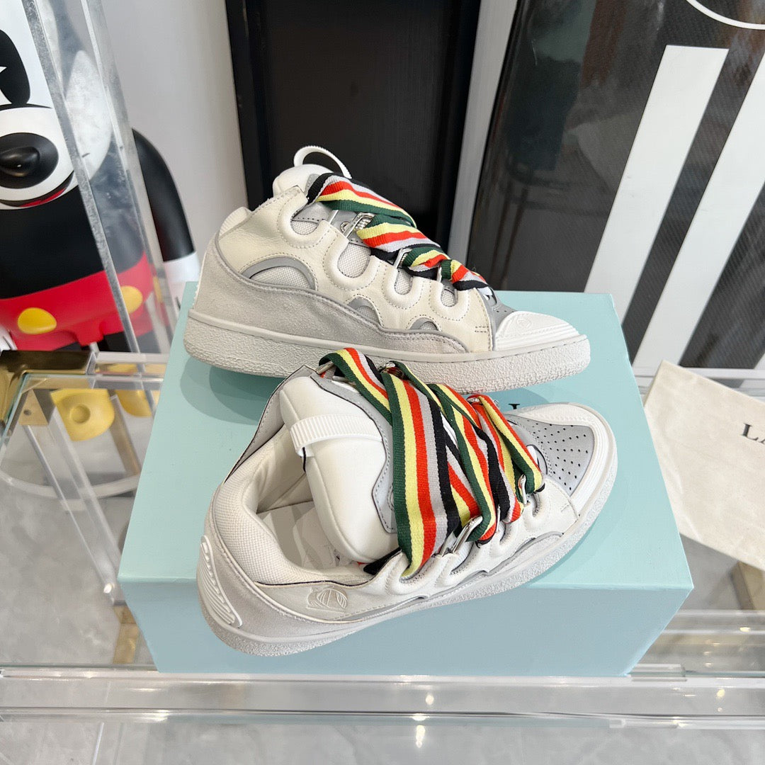 Leather curb sneakers  WHITE GREY