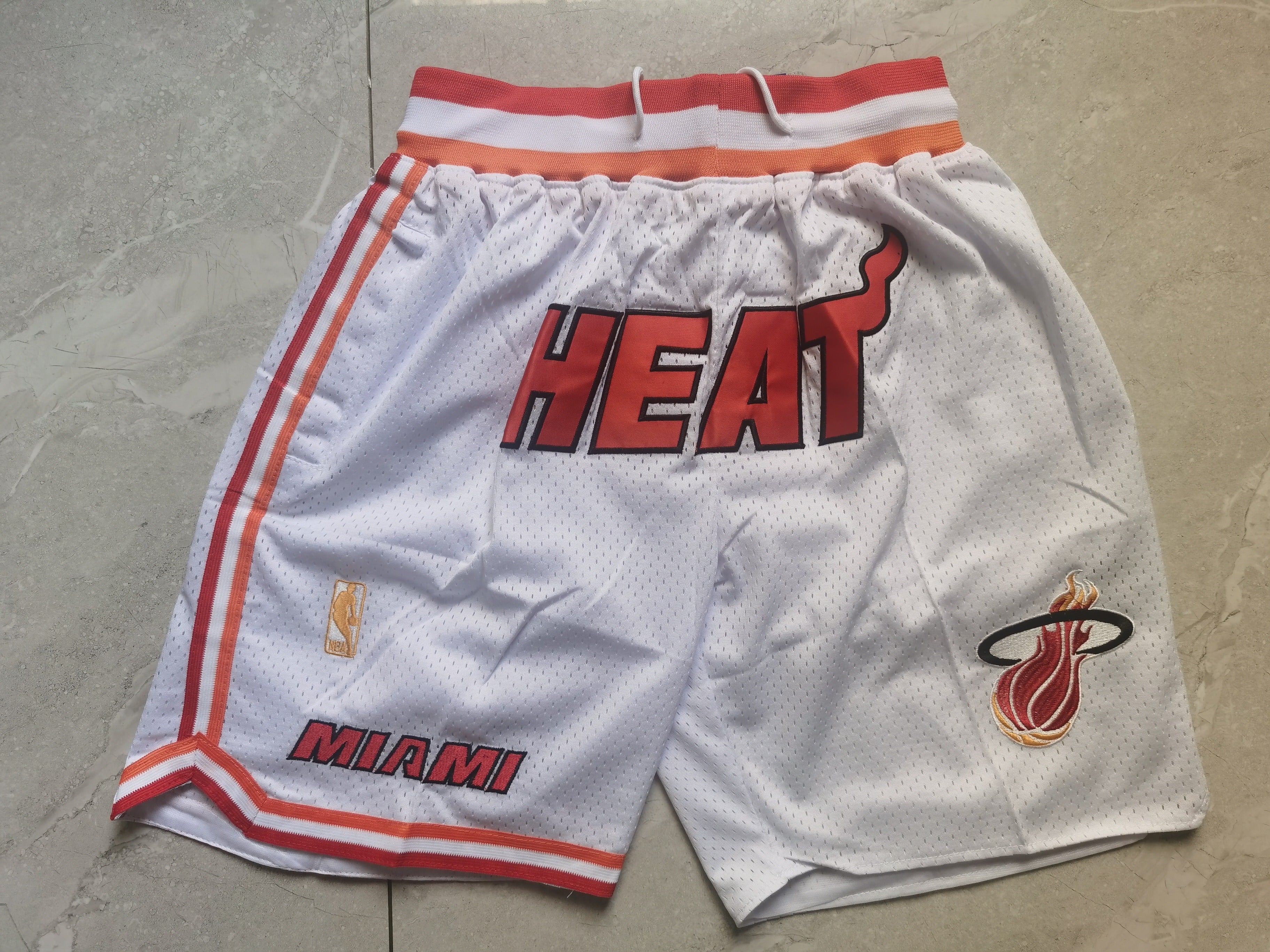 Men's Miami Heat Mitchell & Ness White Hardwood Classics Just Don Shorts