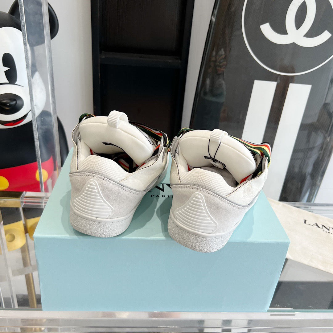 Leather curb sneakers  WHITE GREY