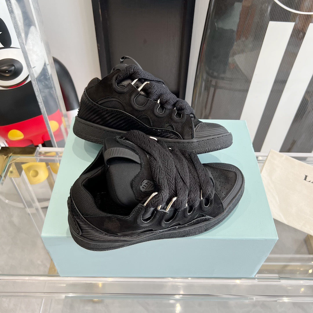 Leather curb sneakers BLACK