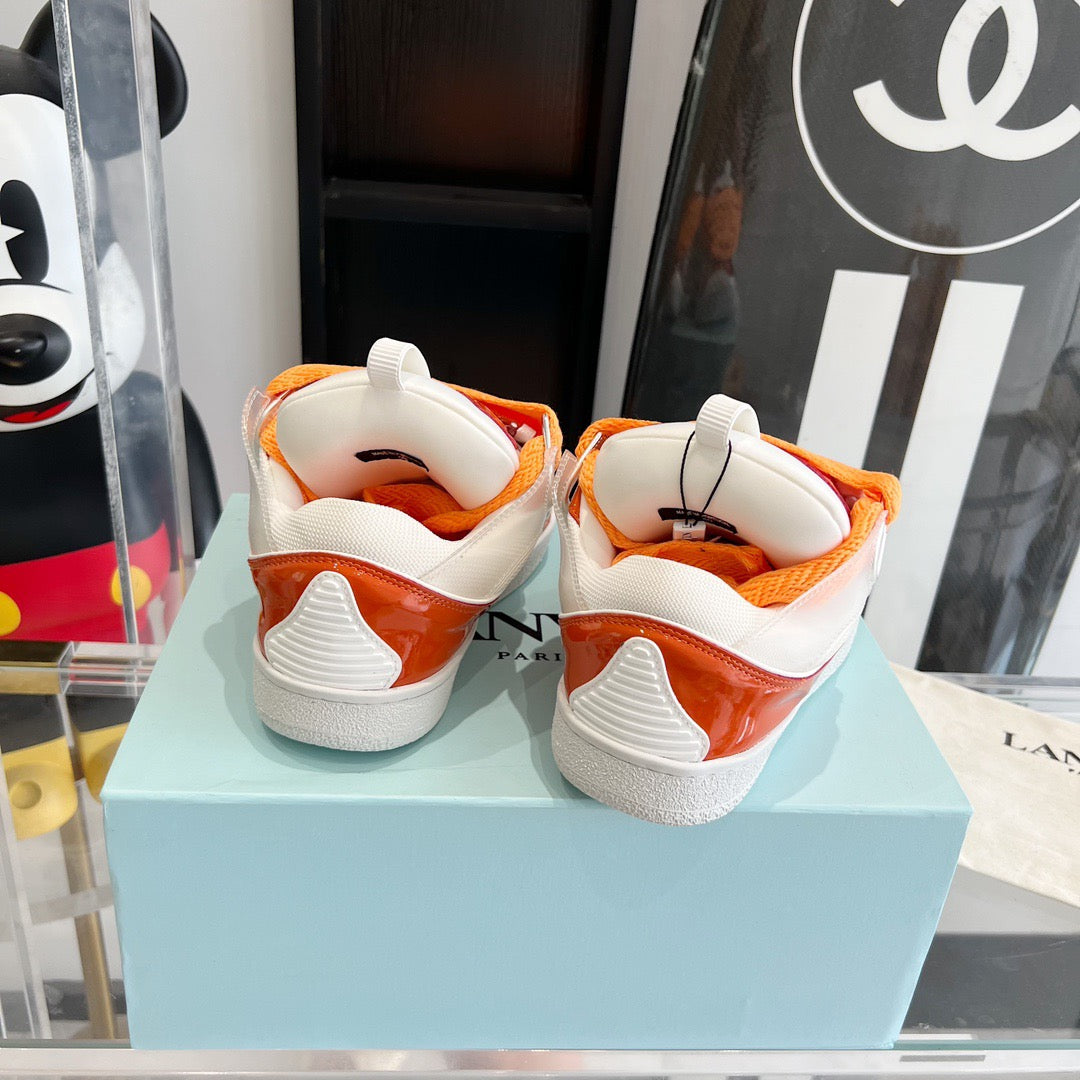 Leather curb sneakers Orange White