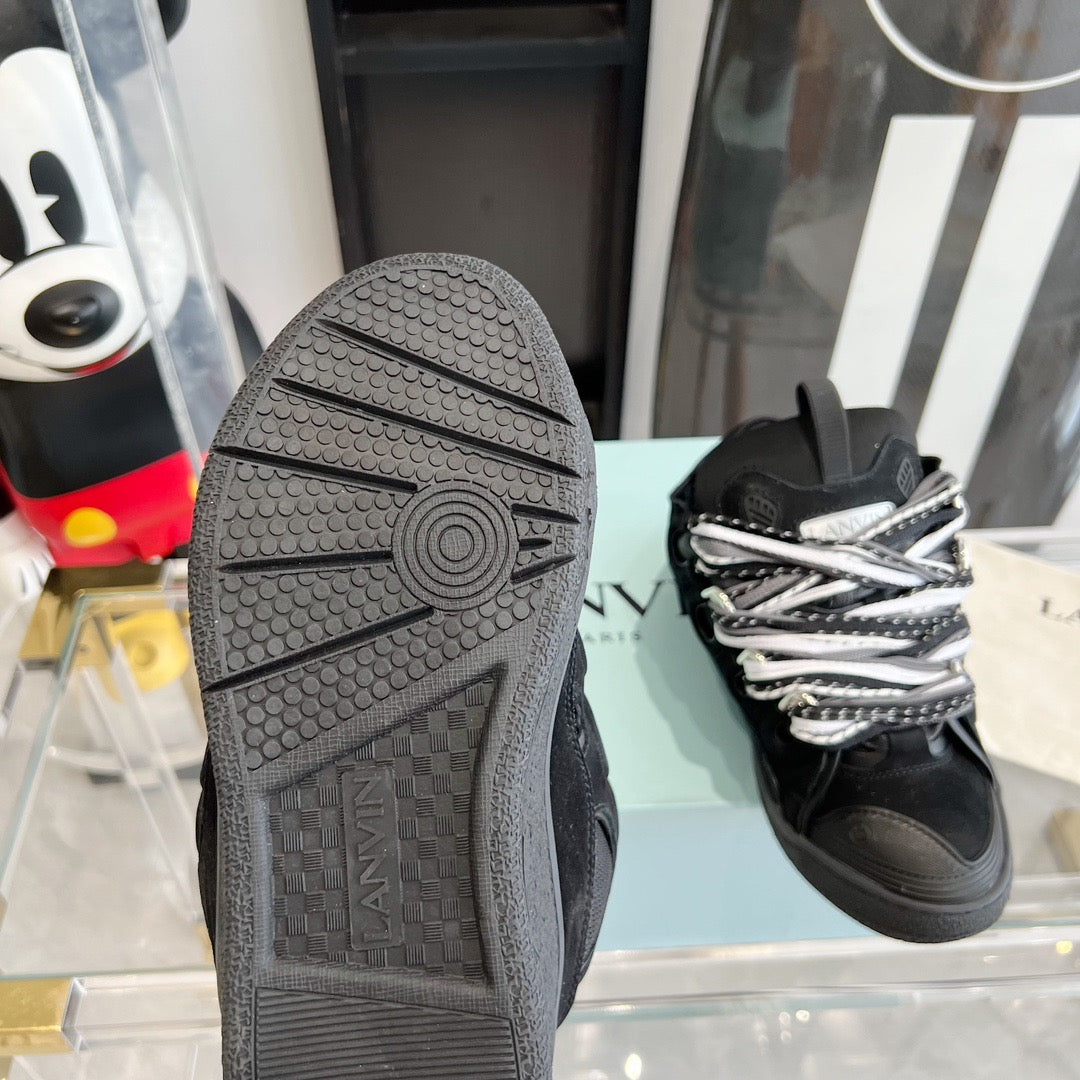 Leather curb sneakers BLACK W