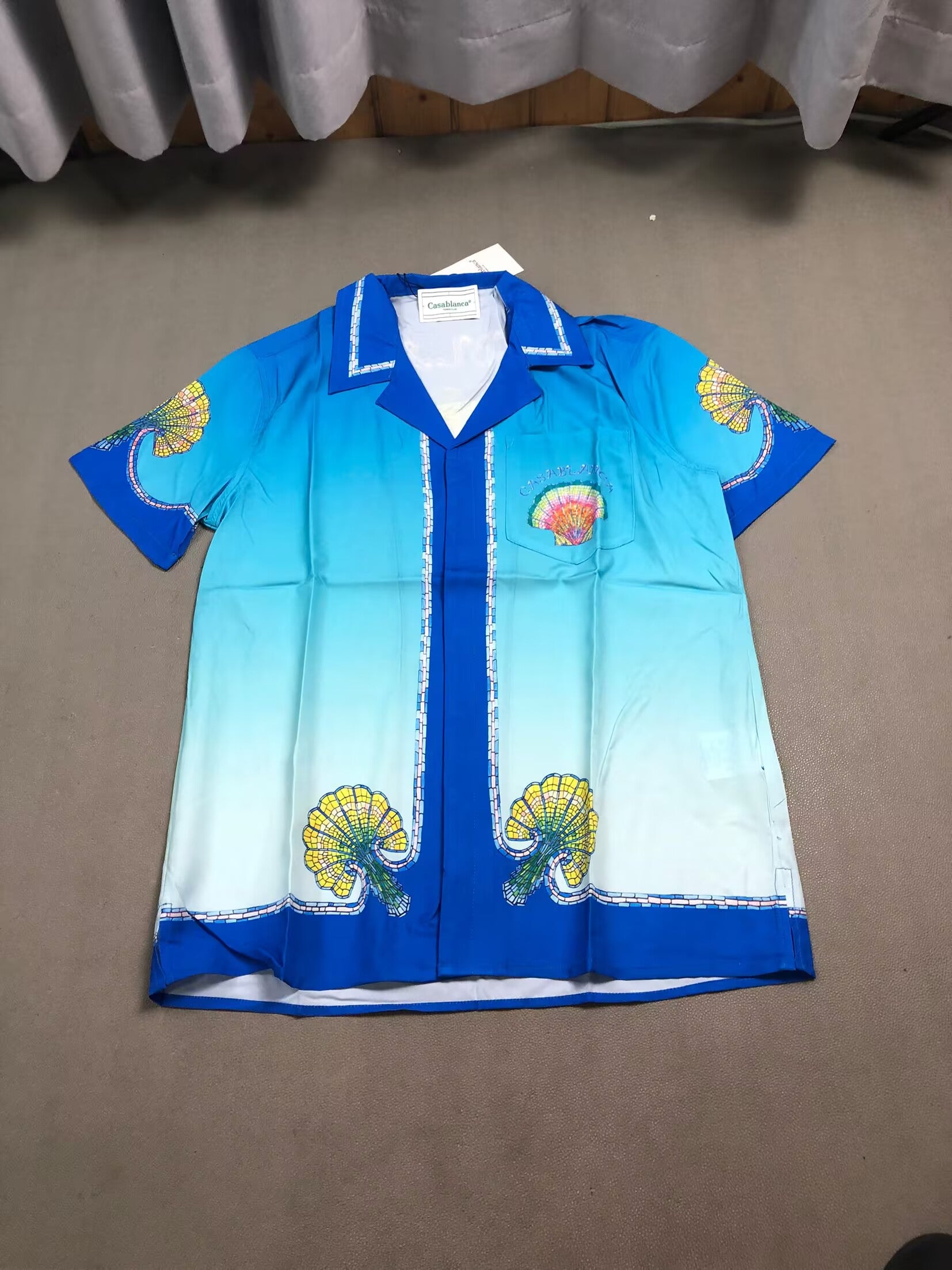 Coquillage Coloré Short-Sleeve Silk Shirt